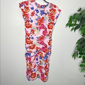 Vero Moda Red and Blue Ruched Bodycon Midi Dress